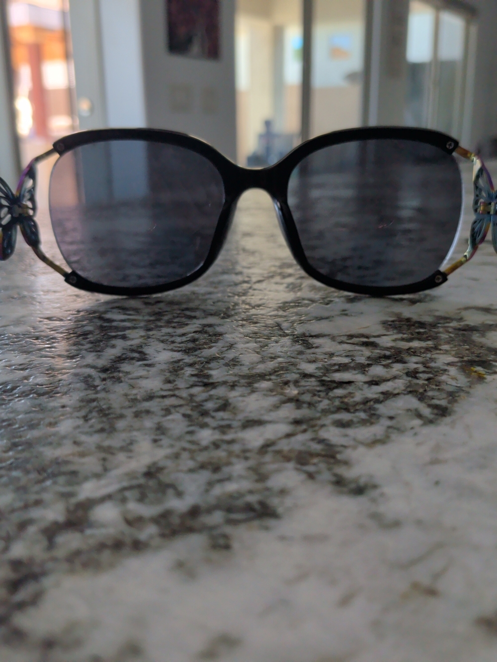 Betsey Johnson Black Women's Butterfly Accent Sunglasses